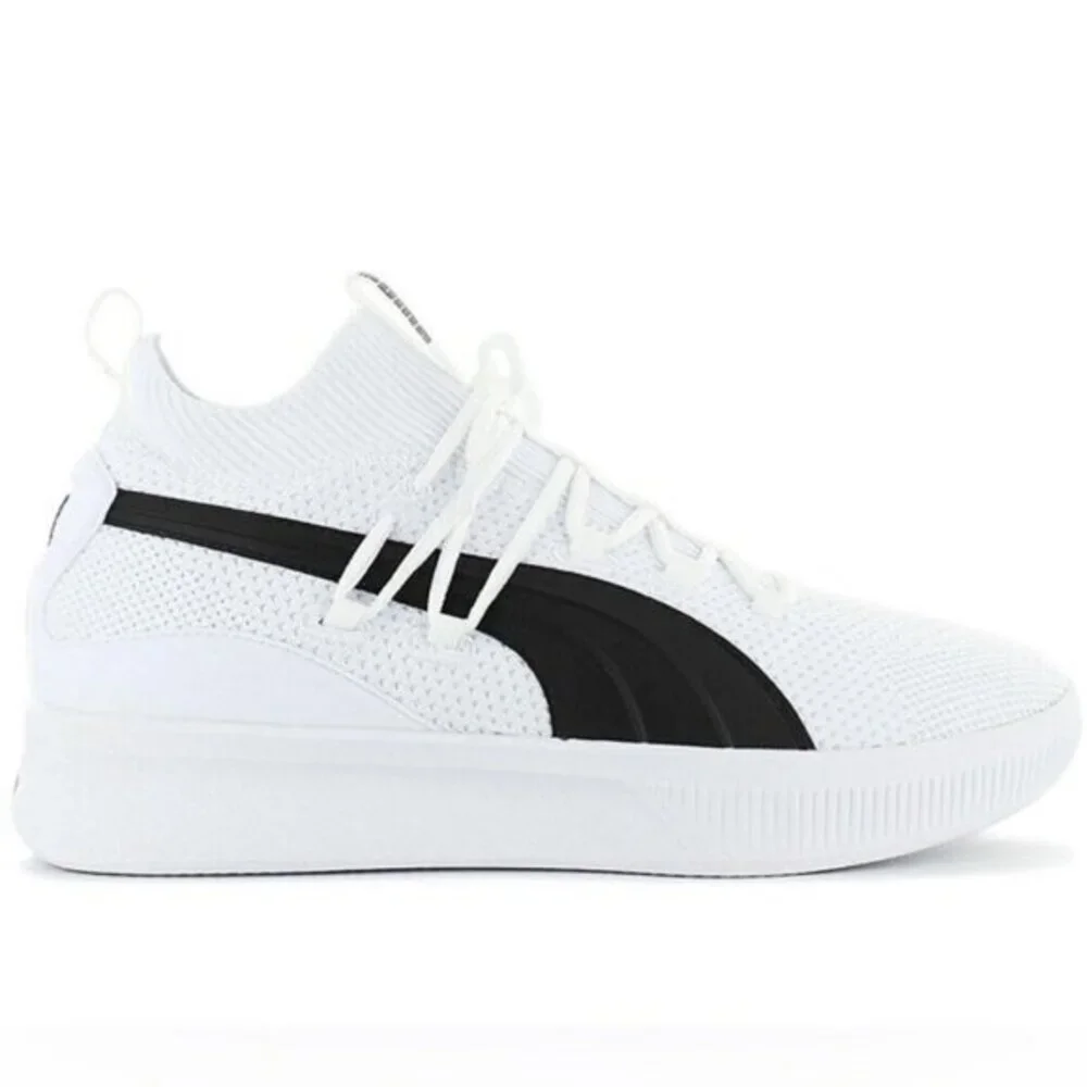 Puma Running Shoes Clyde Court GW Jr Knit Sneakers White Black Size 6.5 - Picture 3 of 14